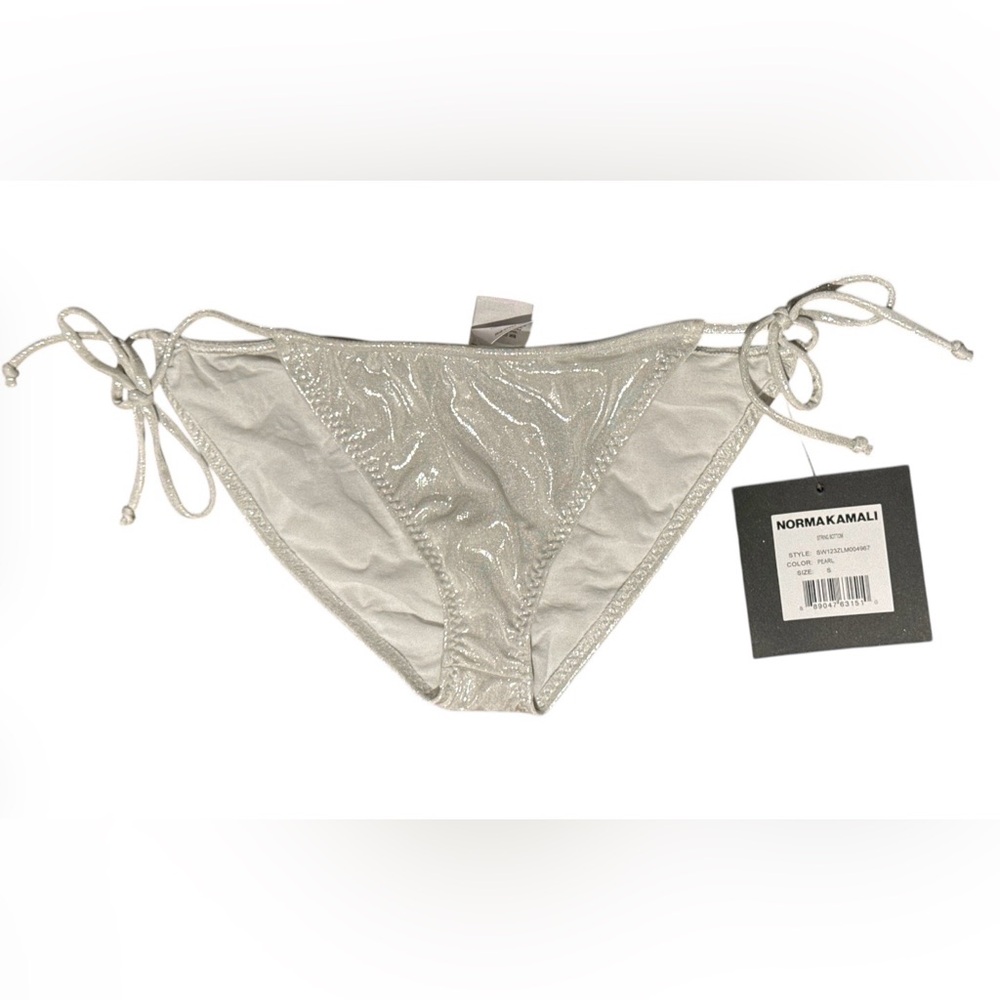 🆕 Norma Kamali Metallic Pearl string bikini bottom and skirt bottom